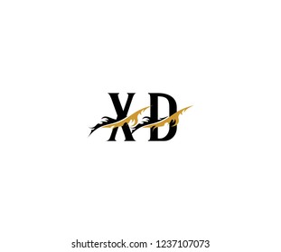 Initial XD Letter with Luxury Swoosh Flame Organic Feather Wings Logotype