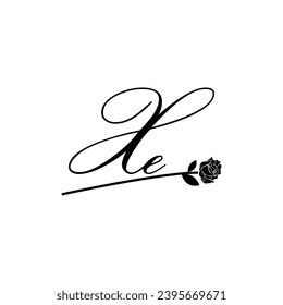 Initial XE handwriting flower typography ornament modern