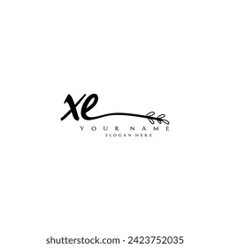 Initial XE logo handwriting floral typography ornament