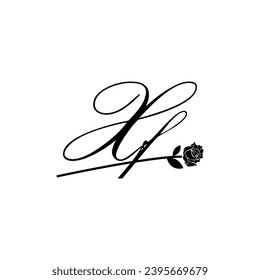 Initial XF handwriting flower typography ornament modern