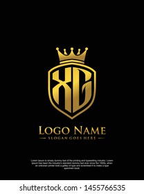 initial XG letter with shield style logo template vector