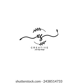 Tipografía de marca botánica de escritura a mano con logotipo XG inicial