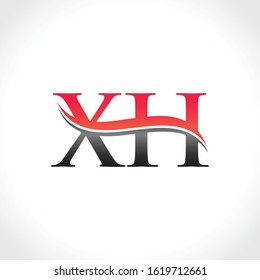 Initial XH Letter Linked Logo. Creative Letter XH Logo Vector With Blue and Grey Colors. XH Logo Design