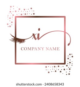 Initial XI calligraphy company eye and eyelash handwriting