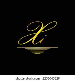 Initial XI logo signature elegant gold element
