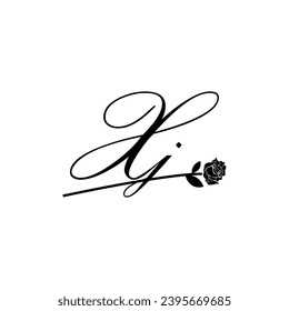 Initial XJ handwriting flower typography ornament modern