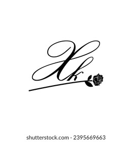 Initial XK handwriting flower typography ornament modern