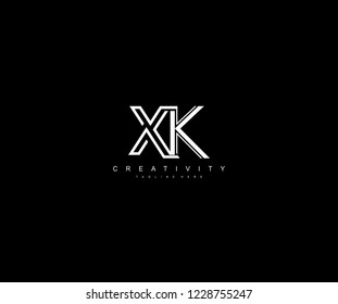 Initial XK Letter Monogram Linear Linked Shape Modern Logotype