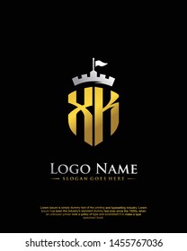 initial XK letter with shield style logo template vector