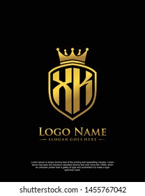 initial XK letter with shield style logo template vector