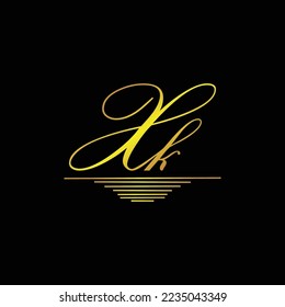 Initial XK logo signature elegant gold element