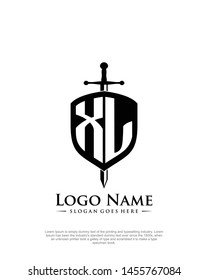 initial XL letter with shield style logo template vector