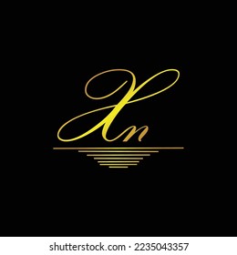 Marca inicial del logotipo XN elegante elemento dorado