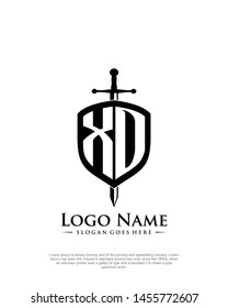 initial XO letter with shield style logo template vector