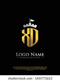initial XO letter with shield style logo template vector