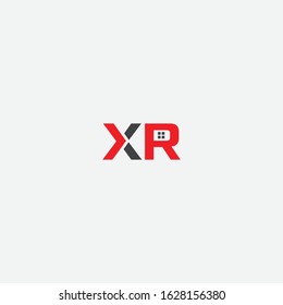 Initial XR real estate properties logo design template with home sign symbol