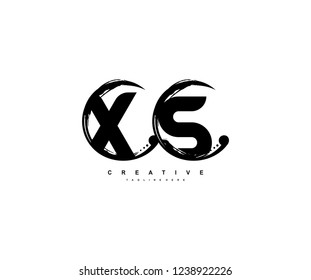 Initial XS Letter Abstract Artistic Rounded Shape Splash Grunge Logotype