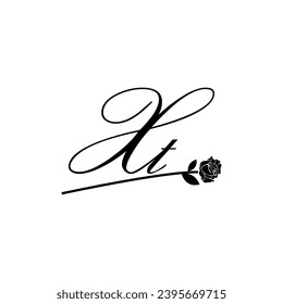 Initial XT Handschrift Blumentypografie Ornament modern