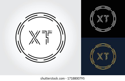 Plantilla vectorial de diseño del logotipo de la letra XT inicial. Diseño del logotipo de la carta circular XT.