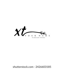Initial XT logo handwriting floral typography ornament