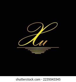 Ursprüngliches XU-Logo Unterschrift mit elegantem goldenem Element