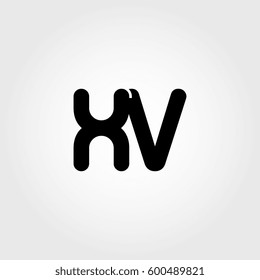 initial xv black business logo