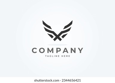 Initial XV Wing logo. monogram logo design combination of letters X and V forming abstract bird. Flat Vector Logo Design Template. vector illustration