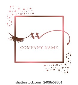 Initial XX calligraphy company eye and eyelash handwriting