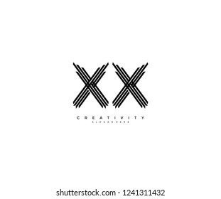 Initial XX Letter Abstract Shape Equalizer Building Monogram Logotype