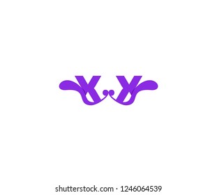 Initial XX Letter Isolated Abstract Swoosh Liquid Proton Purple Color Design Logo