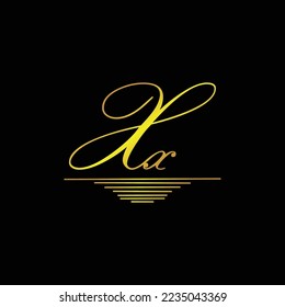 Initial XX logo signature elegant gold element