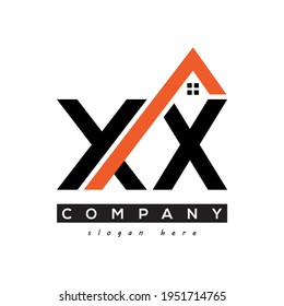 initial XX real estate and construction logo design vector