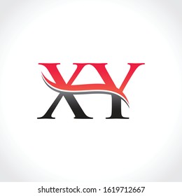 Initial XY Letter Linked Logo. Creative Letter XY Logo Vector With Blue and Grey Colors. XY Logo Design