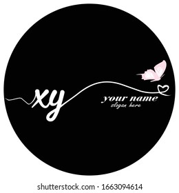 Initial XY logo handwriting vector butterfly illustration	