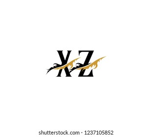 Initial XZ Letter with Luxury Swoosh Flame Organic Feather Wings Logotype