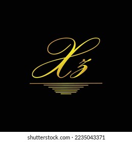 Initial XZ logo signature elegant gold element