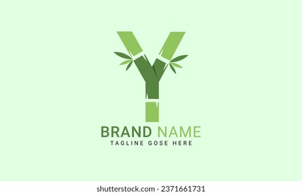 Initial Y alphabet with bamboo leaf. eco-friendly logo concept. Letter Y alphabet symbol for business and company identity