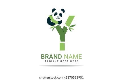 Initial Y alphabet with bamboo panda. Letter Y symbol for business and company identity