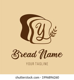 Initial Y Bread Bakery Cafe Restaurant Modern Simple Logo Concept with wheat grain and bread icon. Pastry Kitchen Logo Idea