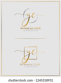 Initial Y C YC handwriting logo vector. Letter handwritten logo template.