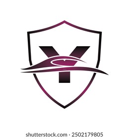 Initial Y Car Speed Shield Auto Modern Creative Business Simple Logo