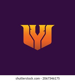 Initial Y Gaming Esport Logo Design Modern Template isolated on black background. e-sport letter logo design concept template