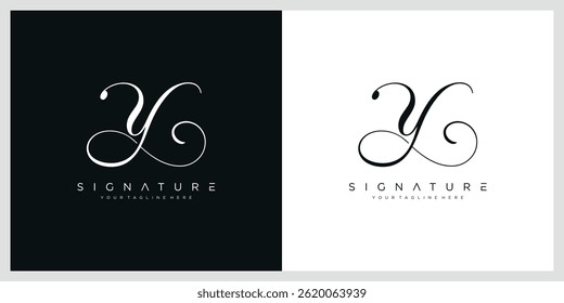 Plantilla inicial del logotipo de escritura a mano Y