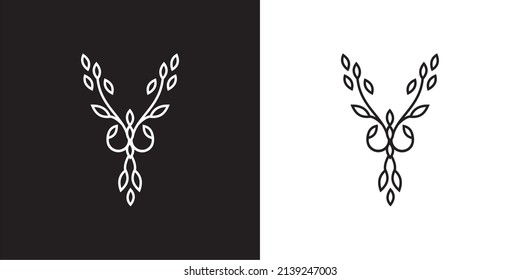 Initial Y Leaf Logo Design Monogram