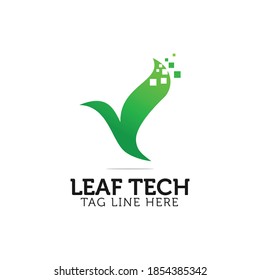 initial y leaf tech logo design modern nature green eco symbol sign icon