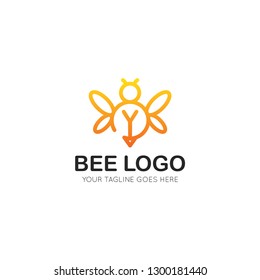 initial y letter bee logo vector illustration design template