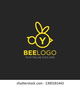 initial y letter bee logo vector illustration design template