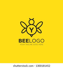 initial y letter bee logo vector illustration design template