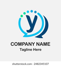 Initial y Letter with Bubble Chat Icon for Information Communication Logo Idea. Talking, Chatting, Contact Center Service, Consultancy Business logo