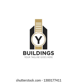 initial y letter building logo vector illustration design template
